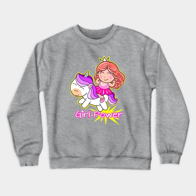 Fitness Princess and Unicorn friend Crewneck Sweatshirt by TimAddisonArt